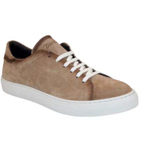 Duca Di Matiste "Cremona" Beige Genuine Italian Suede Leather Sneakers.